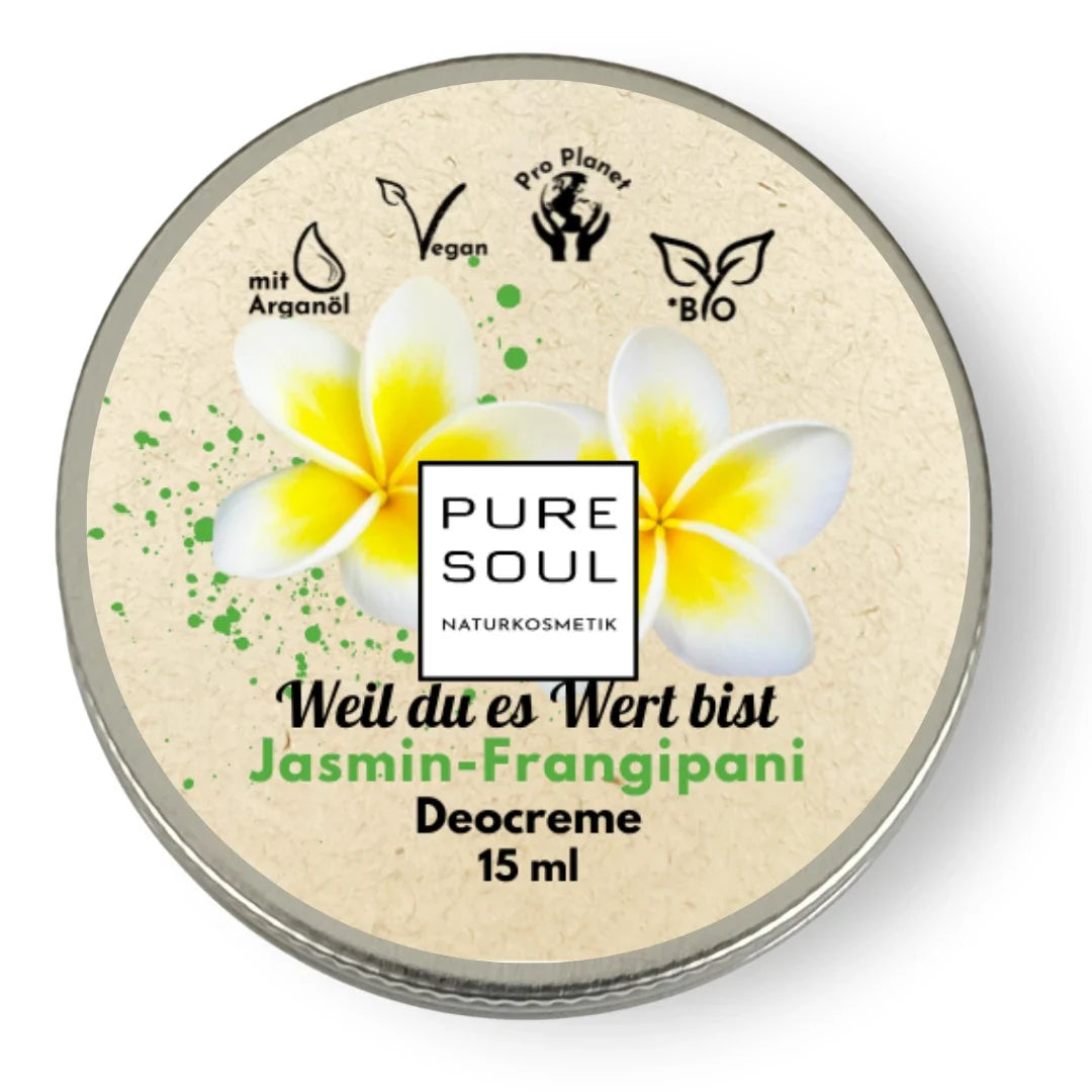 Deo Creme Frangipani Jasmin MINI Reisegröße 15ml – aluminiumfrei vegan Naturkosmetik