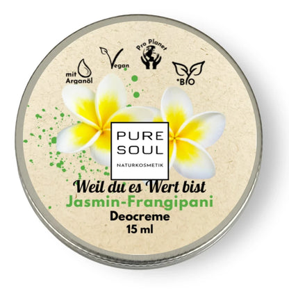 Deo Creme Frangipani Jasmin MINI Reisegröße 15ml – aluminiumfrei vegan Naturkosmetik