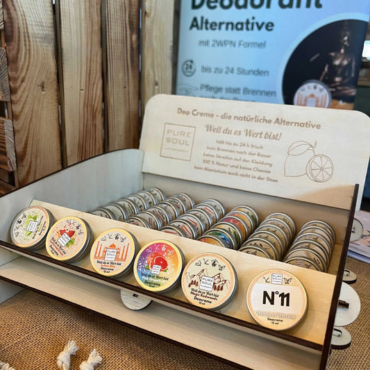 B2B Starterset mit 15 ml und 50 ml Deo Creme mit Thekendisplay